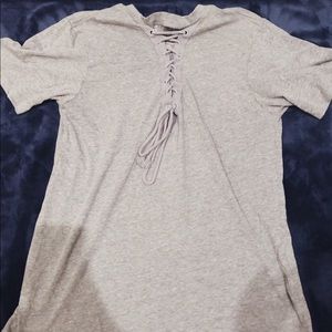 Lace Up Grey Tee